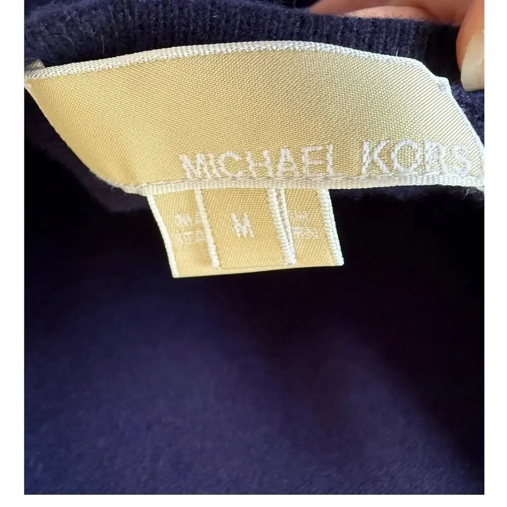 Michael Kors Cashmere Sweater Womens M Navy Blue 95% Cashmere Scoop Neck